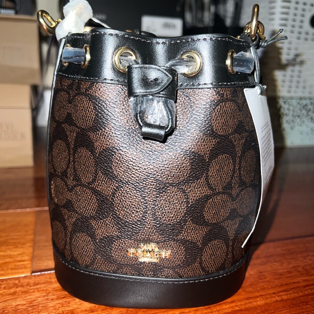 Coach Mini Bucket Bag In Signature Canvas